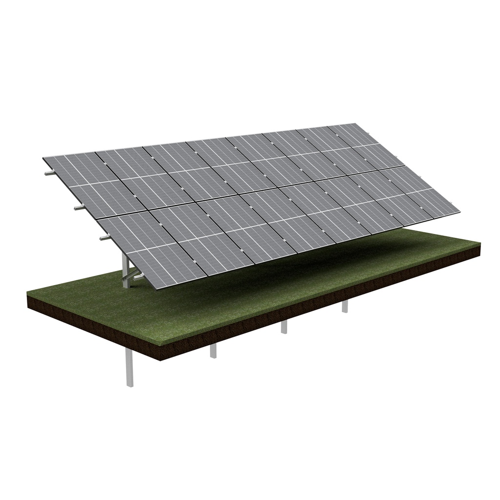 [KG_JPV 2x8] KG Konstrukcja gruntowa jednopodporowa dla 16PV (2x8), układ PIONOWY, moduł do szerokości 114cm / wysokości 180cm