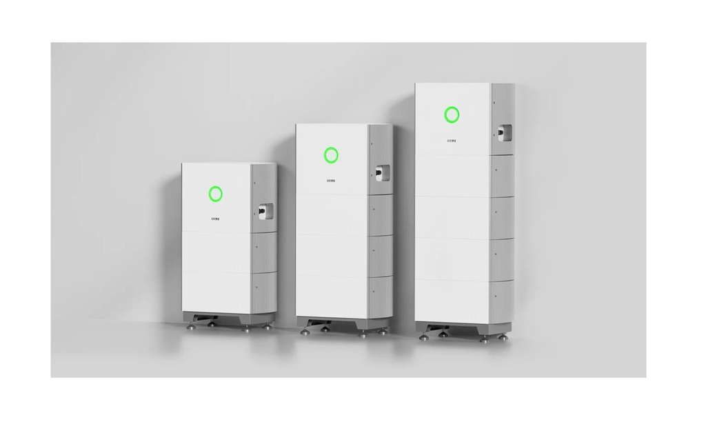 SAJ All in One zestaw: falownik hybrydowy HS2 10kW + magazyn energii 15kWh (HV5 Plus x 3) z podstawą