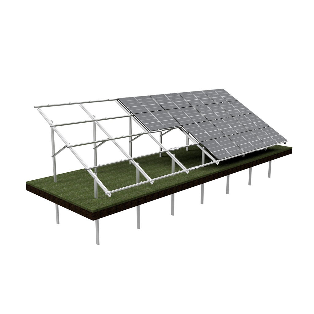 [KG-DPH 4X6 "S"] KG dual-support mounting system for 24 PV modules (4x6), HORIZONTAL orientation, module dimensions up to 113.5 cm in width / 180 cm in height