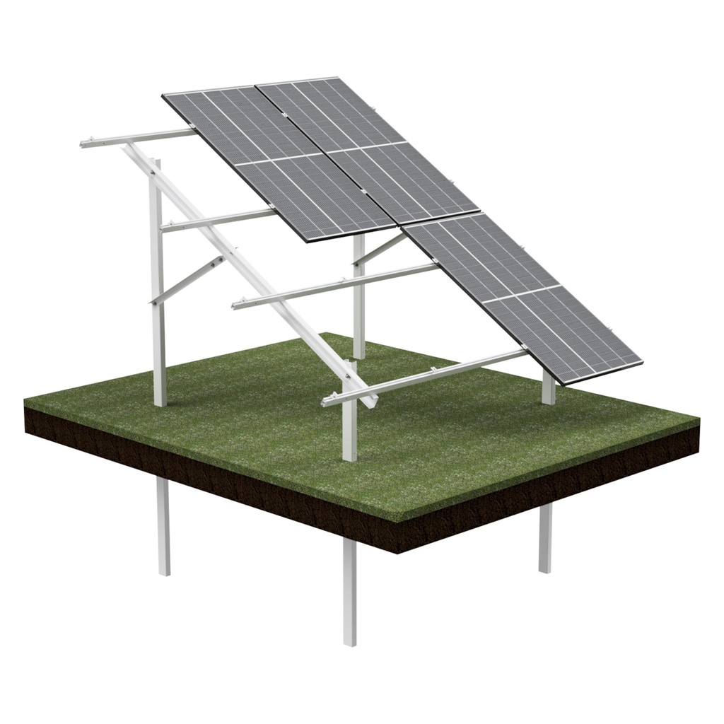[KG-DPV 2X3 "L"] KG dual-support mounting system for 6 PV modules (2x3), VERTICAL orientation, for modules up to 113,5 cm in width / 220 cm in height