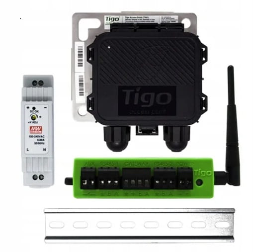 Tigo Cloud Connect Advanced, z bramka Gateway, zasilaczem i szyną DIN 344-00000-52