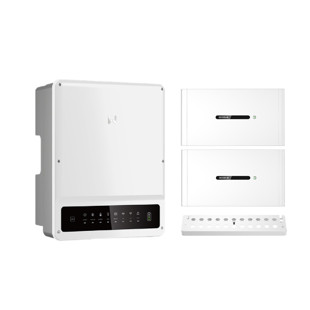GoodWe zestaw: falownik GW10KN-ET Plus 16A + 2 x moduł bateryjny LX D5.0-10 V2 (10kWh) z BMS + podstawa