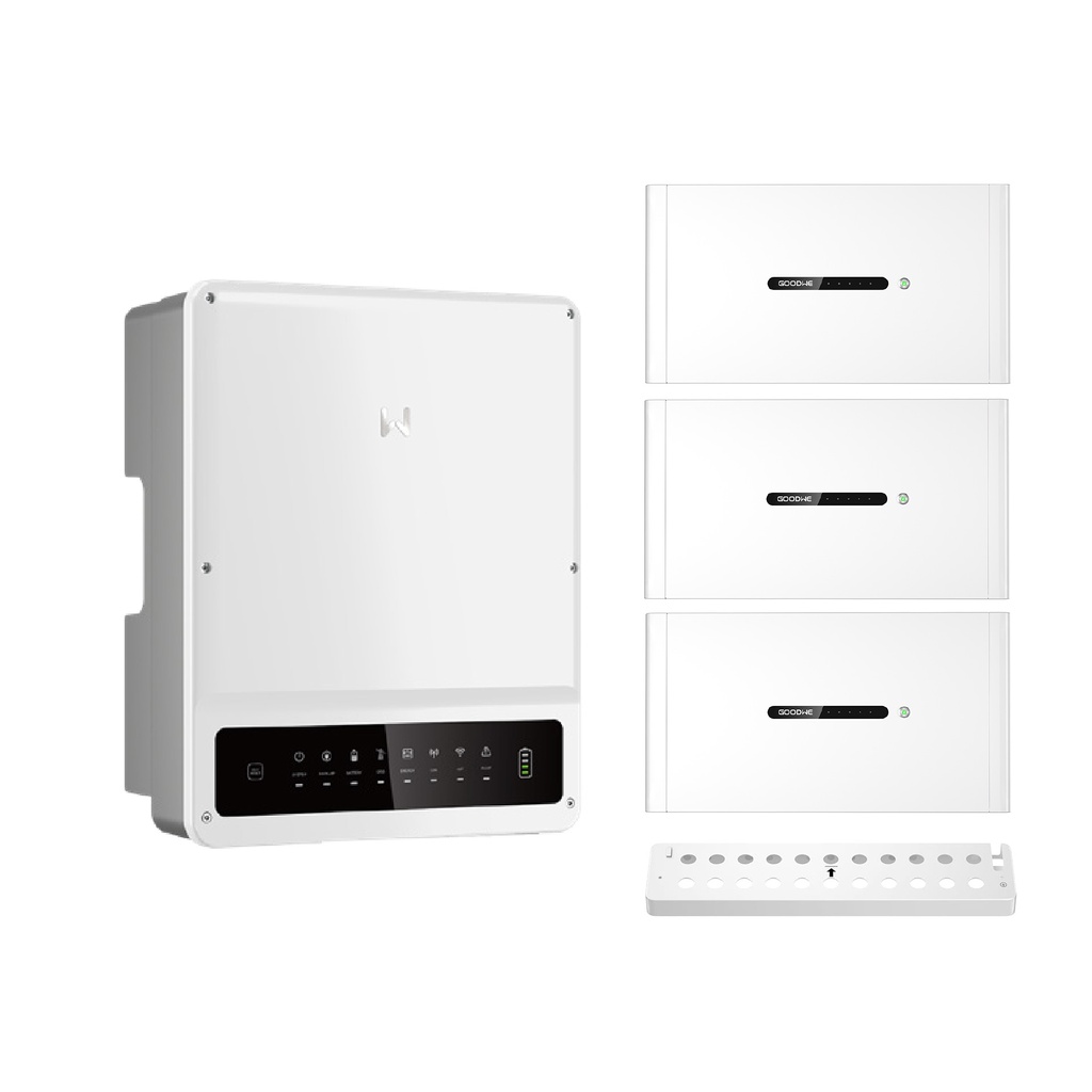 GoodWe zestaw: falownik GW10KN-ET Plus 16A + 3 x moduł bateryjny LX D5.0-10 V2 (15kWh) z BMS + podstawa