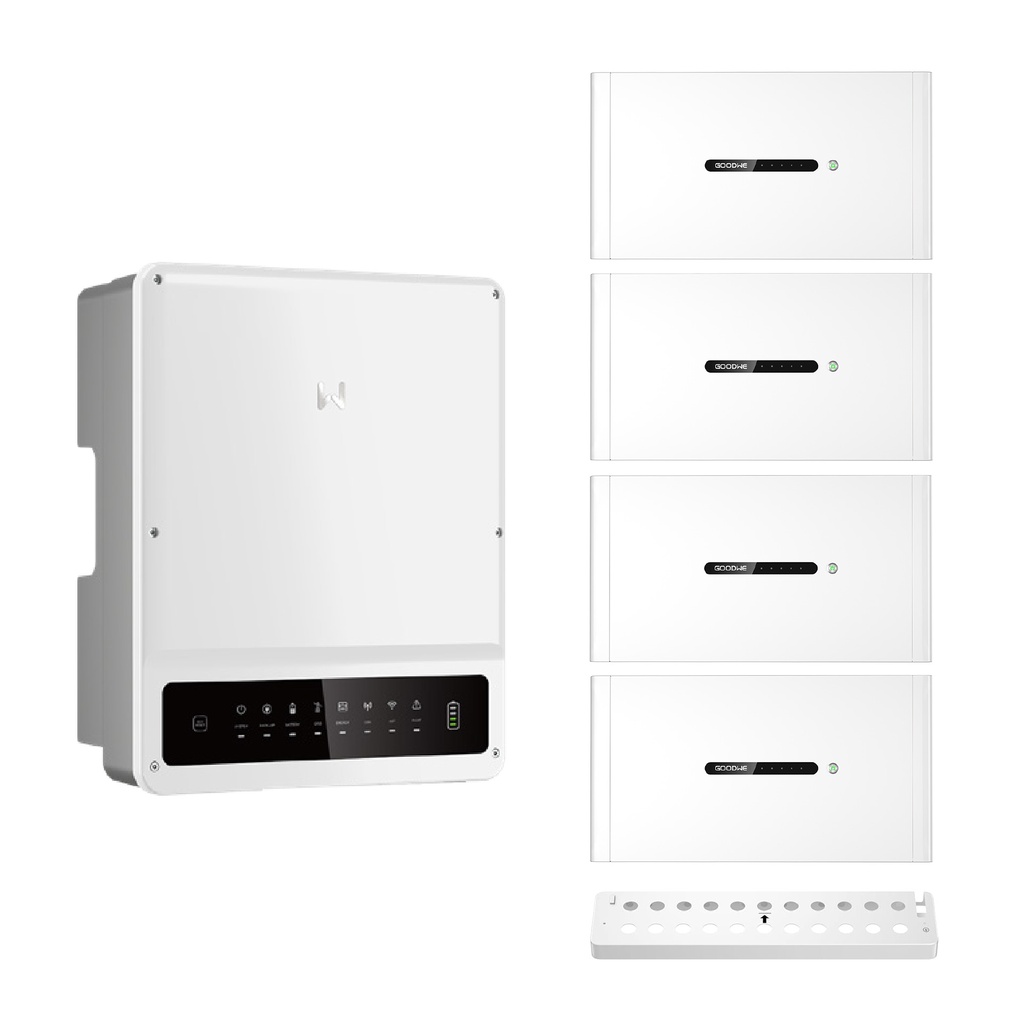 GoodWe zestaw: falownik GW10KN-ET Plus 16A + 4 x moduł bateryjny LX D5.0-10 V2 (20kWh) z BMS + podstawa