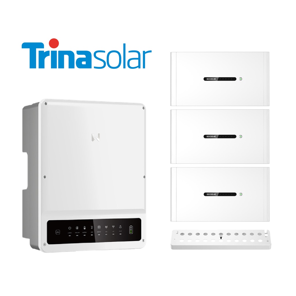GoodWe zestaw: falownik GW10KN-ET Plus 16A + 3 x moduł bateryjny LX D5.0-10 V2 (15kWh) z BMS + podstawa + TRINA SOLAR NEG9R.28 455Wp - 22 szt.
