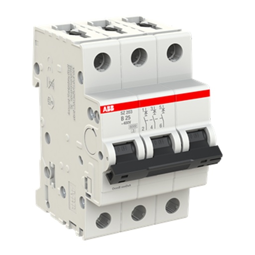 [2CDS253025R0255] ABB SZ203-B25 wyłącznik nadmiarowo-prądowy HOME, 3P