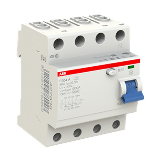 [2CSF204101R3400] ABB F204 A-40/0,3 wyłącznik różnicowo-prądowy, 4P STANDARD